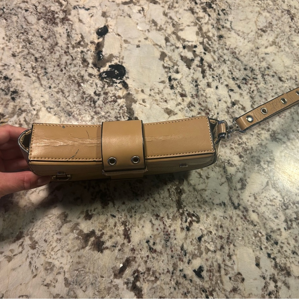 Tan Leather Clutch with Silver Accents - Picture 2 of 7